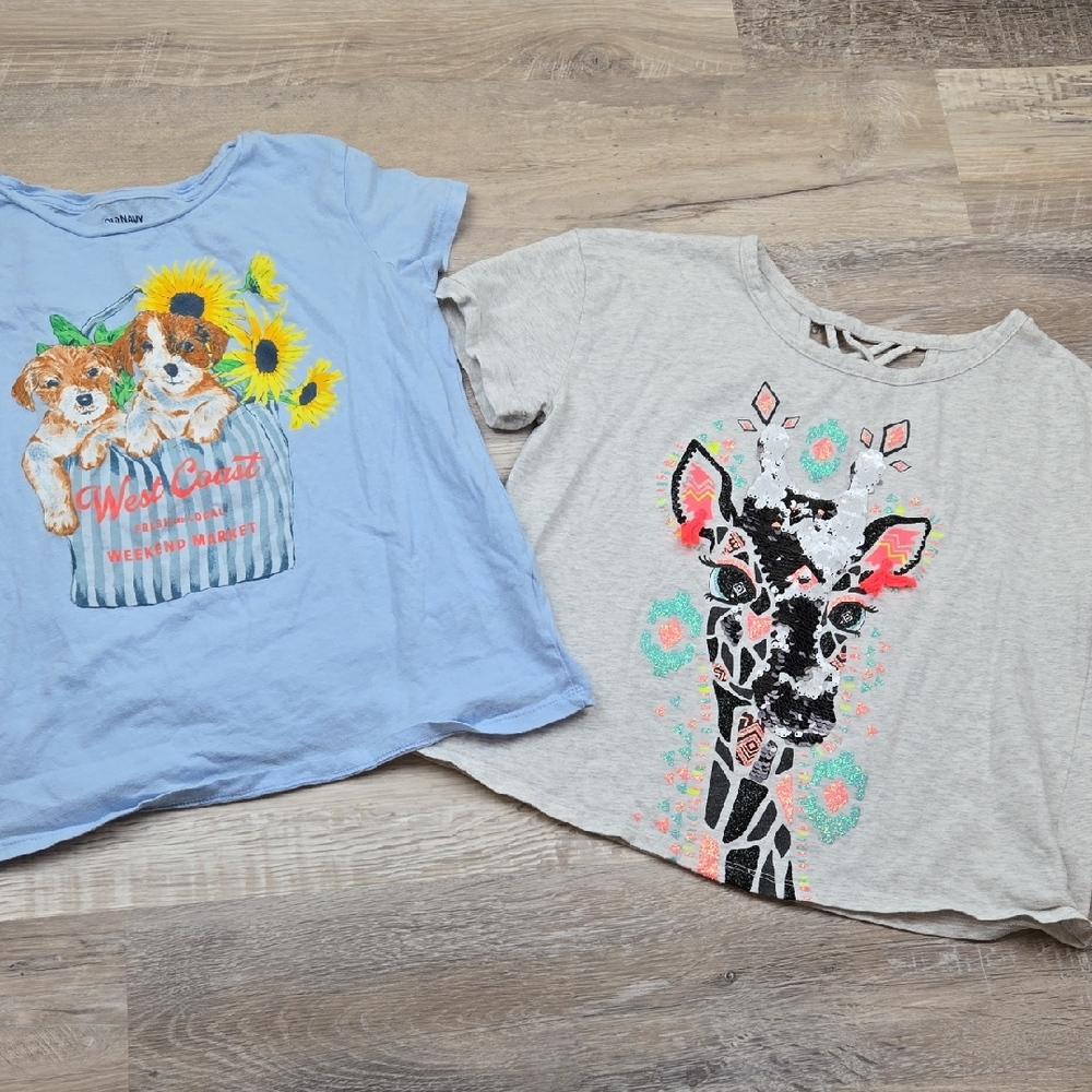 Old Navy Justice 14 16 Girls T-shirts Tops Giraffe Puppy Tops